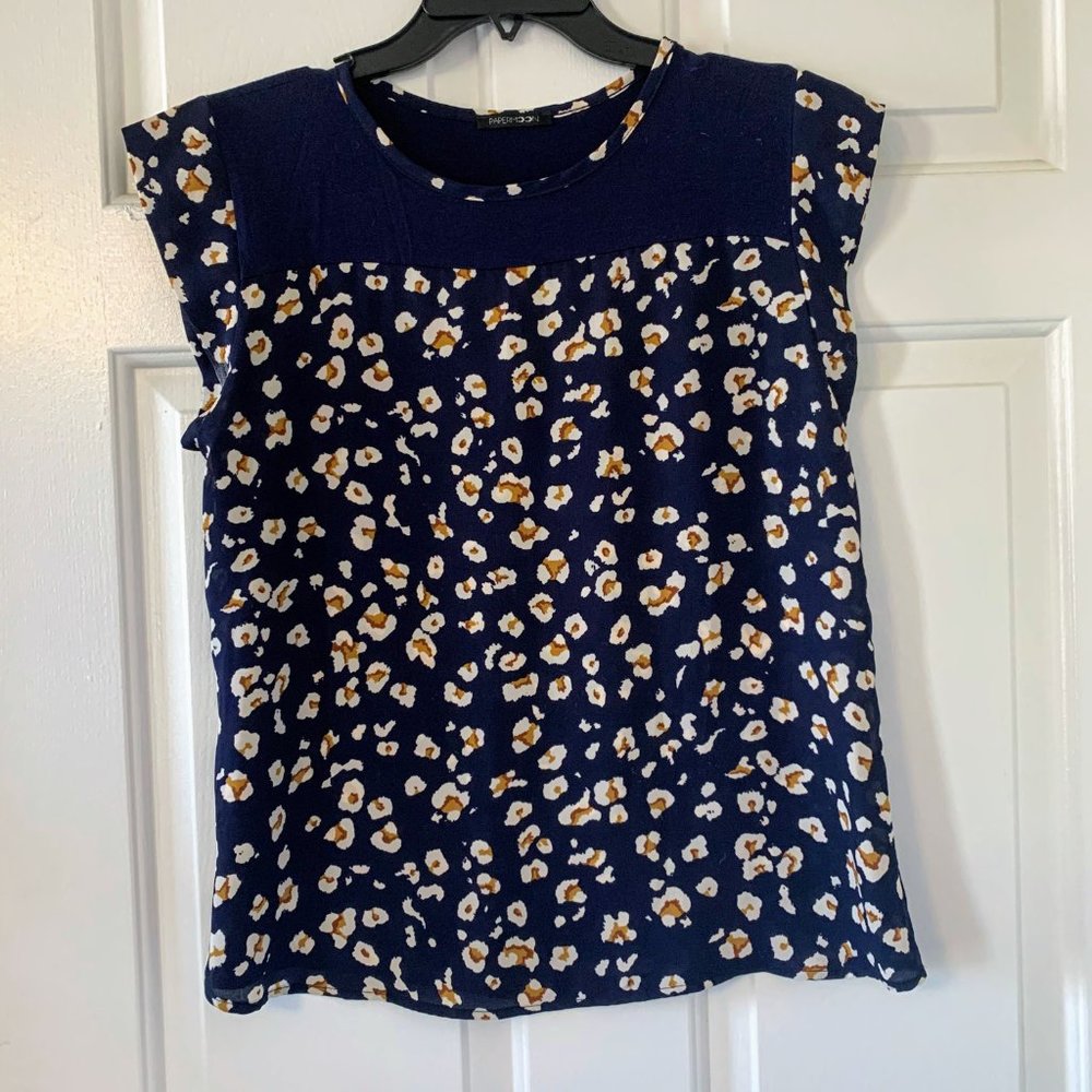 Leopard Print Blue Blouse